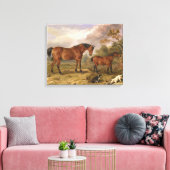 Paarden en honden schilderen op doek voor decorati canvas afdruk (Insitu (Woonkamer))