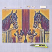 Paarden- en hondenschilderij, tissuepapier (Craft)