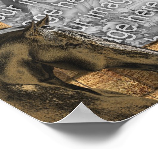 Paarden en hooibalen Voeg uw foto gepersonaliseerd Poster (Hoek)