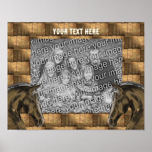 Paarden en hooibalen Voeg uw foto gepersonaliseerd Poster (Voorkant)