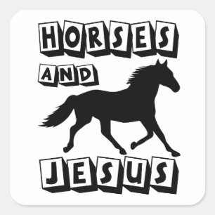 Paarden En Jezus Christelijk Cute Paard Equestrian Vierkante Sticker