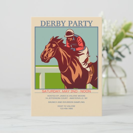 Paarden en jockey Derby Party Kaart (Staand voorkant)
