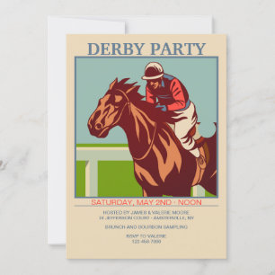 Paarden en jockey Derby Party Kaart