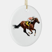 Paarden en jockey keramisch ornament (Rechts)