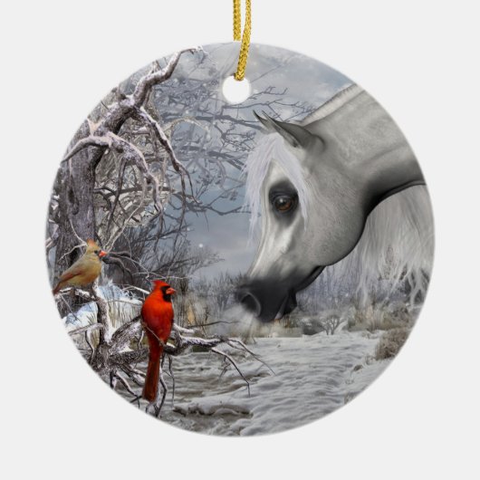 Paarden en kardinale versiering - Voeg uw speciale Keramisch Ornament (Voorkant)