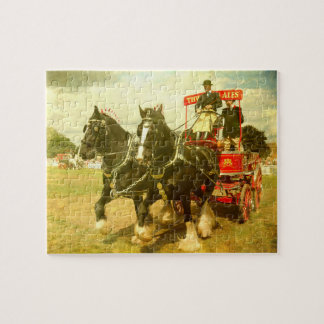 Paarden en karren legpuzzel