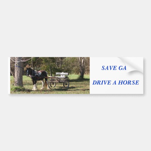 Paarden en karren, SAVE GASDRIVE A HORSE Bumpersticker (Voorkant)