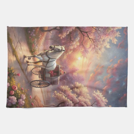 Paarden en karren theedoek (Horizontaal)