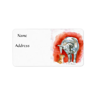 Paarden en kat etiket