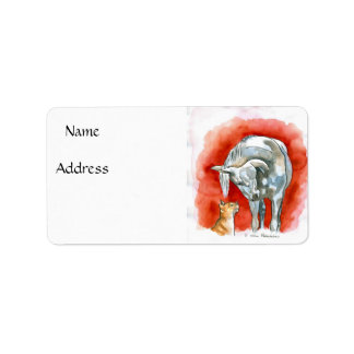 Paarden en kat etiket