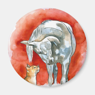 Paarden en kat magneet