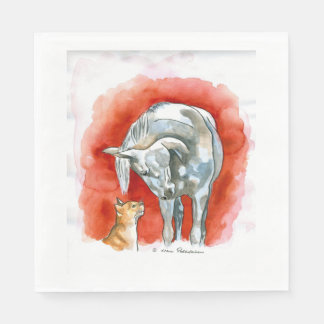 Paarden en kat servetten