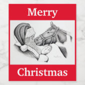 Paarden en kerstkerstkerstbedekking wijn etiket (Enkel label)