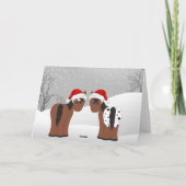 Paarden en kerstman met sneeuw feestdagen kaart (Achterkant)