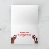 Paarden en kerstman met sneeuw feestdagen kaart (Binnen)