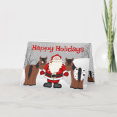 Paarden en kerstman met sneeuw feestdagen kaart (Voorkant)