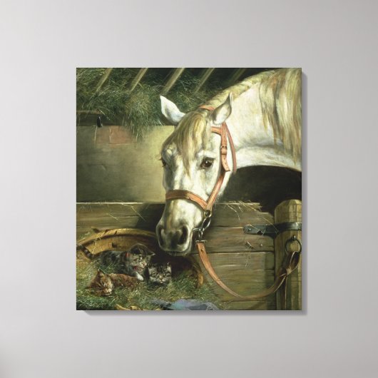 Paarden en kittens, 1890 canvas afdruk (Voorkant)