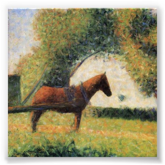 Paarden en kunst door Georges Seurat Foto Afdruk (Voorkant)
