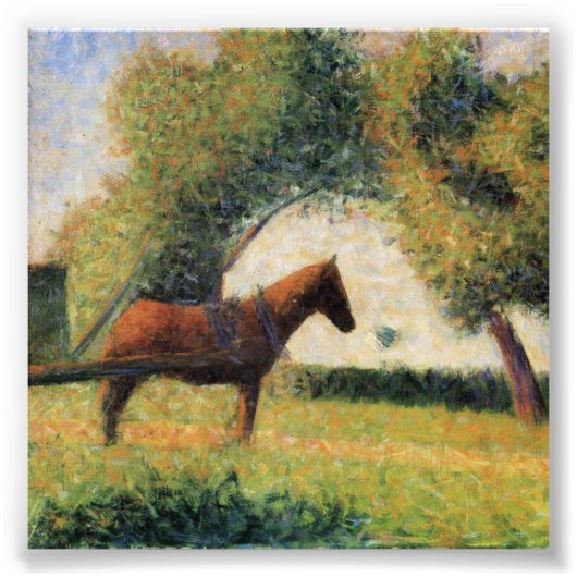 Paarden en kunst door Georges Seurat Foto Afdruk (Voorkant)
