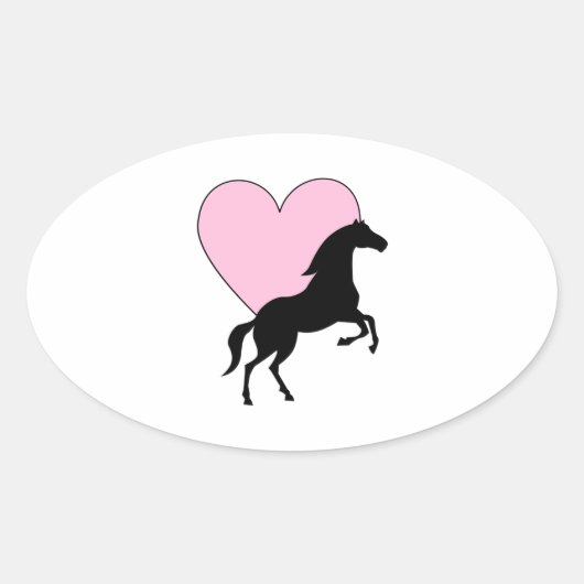 Paarden en liefde ovale sticker (Voorkant)