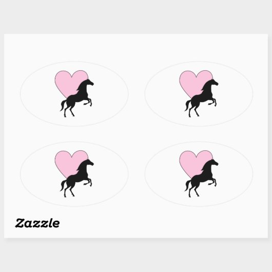 Paarden en liefde ovale sticker (Vel)