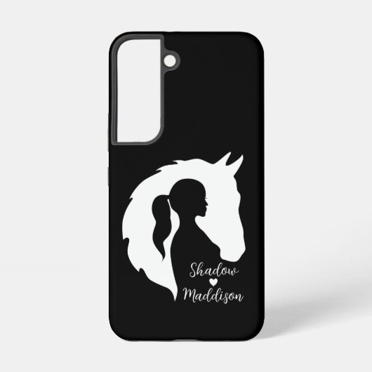 Paarden en meisjes paardenliefhebbers silhouette h samsung galaxy hoesje (Achterkant)