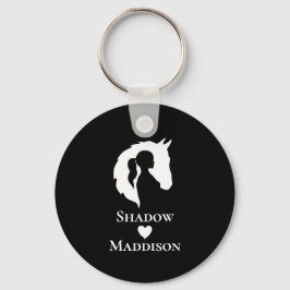 Paarden en meisjes paardenliefhebbers silhouette-h sleutelhanger