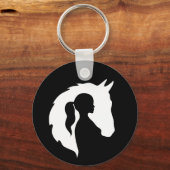 Paarden en meisjes paardenliefhebbers silhouette-h sleutelhanger (Achterkant)