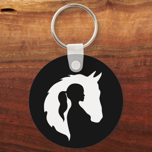 Paarden en meisjes paardenliefhebbers silhouette-h sleutelhanger (Achterkant)