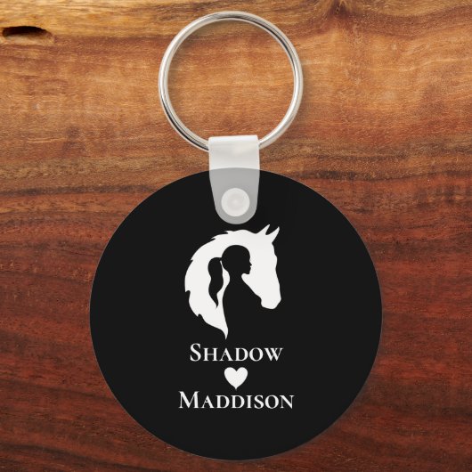 Paarden en meisjes paardenliefhebbers silhouette-h sleutelhanger (Voorkant)