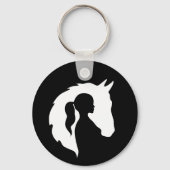 Paarden en meisjes paardenliefhebbers silhouette-h sleutelhanger (Achterkant)