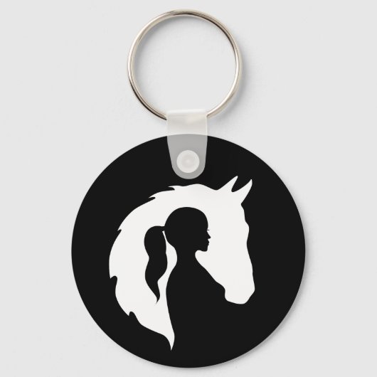 Paarden en meisjes paardenliefhebbers silhouette-h sleutelhanger (Achterkant)