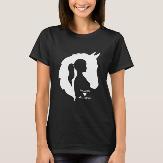 Paarden en meisjes paardenliefhebbers silhouette-h t-shirt (Voorkant)
