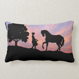 Paarden en meisjes Silhouette Pillow Kussen
