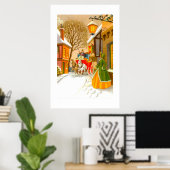 Paarden en onderbroekwagens in de sneeuw poster (Thuiskantoor)