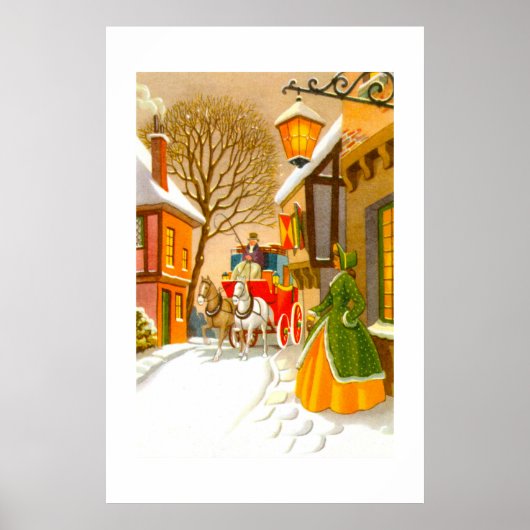 Paarden en onderbroekwagens in de sneeuw poster (Voorkant)
