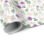 Paarden en Paarse Rozen Wedding Wrapping Paper Cadeaupapier<br><div class="desc">Paarden en Paarse Rozen bruiloft inpakpapier. Papierkleur is wit. Verkrijgbaar in meerdere kleuren,  maten en twee afwerkingen. www.hotpocketgraphics.com</div>