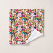 Paarden en palmbladeren bad handdoek (Wasdoekje)