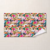 Paarden en palmbladeren bad handdoek (Handdoek)