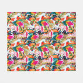 Paarden en palmbladeren fleece deken (Voorkant (Horizontaal))