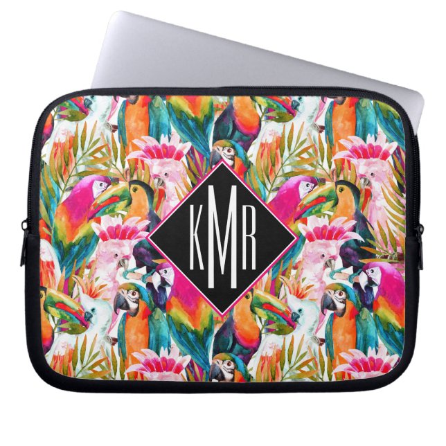 Paarden en palmbladeren | Monogram Laptop Sleeve (Voorkant)