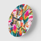 Paarden en palmbladeren ronde klok (Hoek)