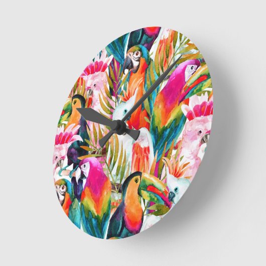 Paarden en palmbladeren ronde klok (Hoek)