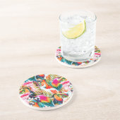 Paarden en palmbladeren zandsteen onderzetter (Zijkant)