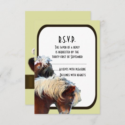 Paarden en pony ruiterbruiloft R.S.V.P. RSVP Kaartje (Voorkant / Achterkant)