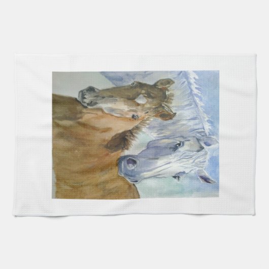 Paarden en pony theedoek (Horizontaal)