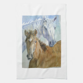 Paarden en pony theedoek