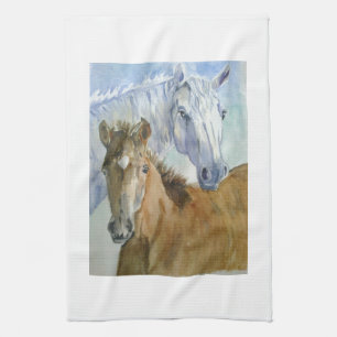 Paarden en pony theedoek