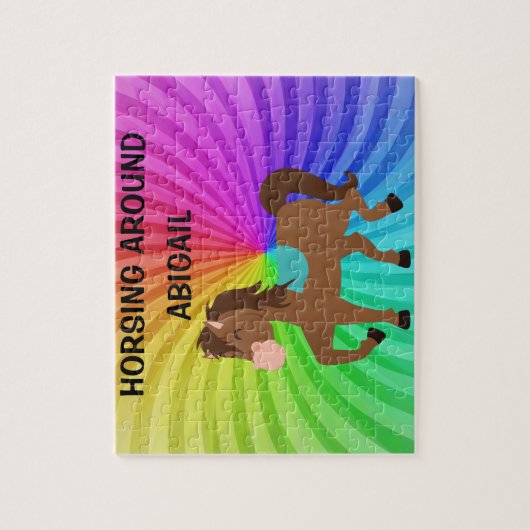 Paarden en regenbogen puzzels die speciaal voor ki (Verticaal)