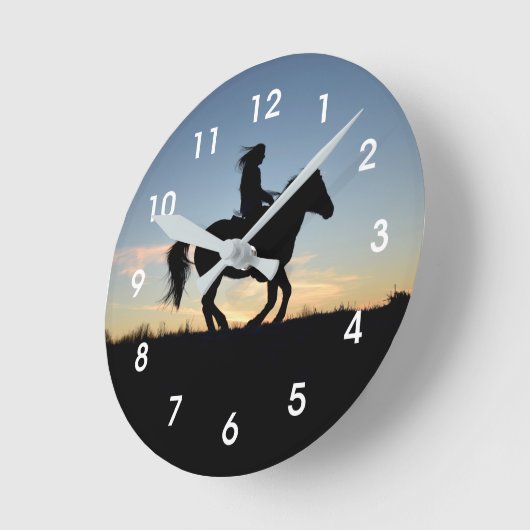 Paarden en Rider Silhouette Ronde Klok (Hoek)